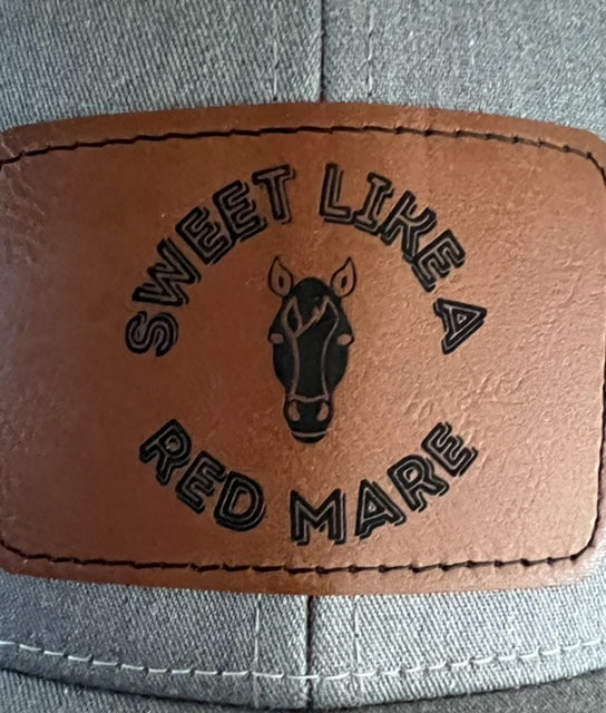 'Sweet Like A Red Mare' Leather Patch Trucker Hat