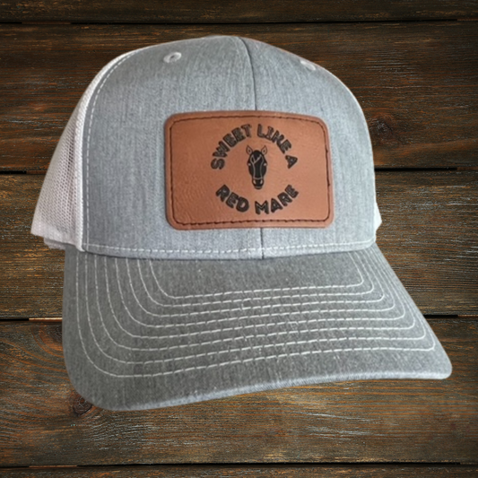 'Sweet Like A Red Mare' Leather Patch Trucker Hat